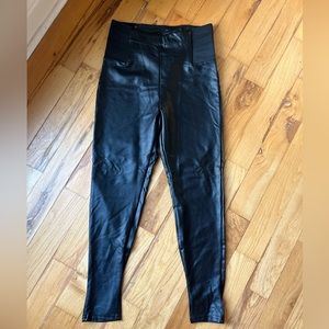 Faux Leather Leggings Pants NWOT Elastic Waist Panels